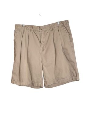 Snake Eyes Men's Khaki Pleated Front Chino Shorts Size 38 Cotton